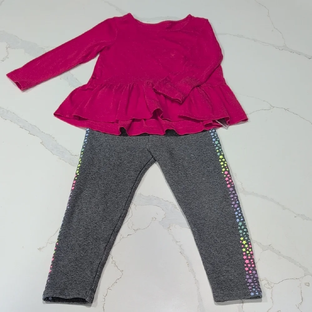 GAP SET Kids Pink Top and Gray Leggings Set